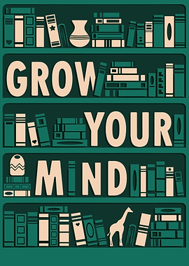 Grow Your Mind Bookshelf Illustration