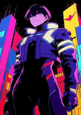 Cyberpunk Anime Character in Neon City