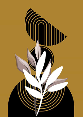 Abstract Floral Art with Geometric Shapes