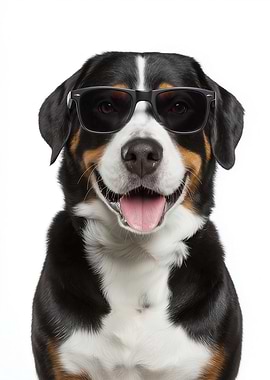 Cool Entlebucher Mountain Dog with Sunglasses