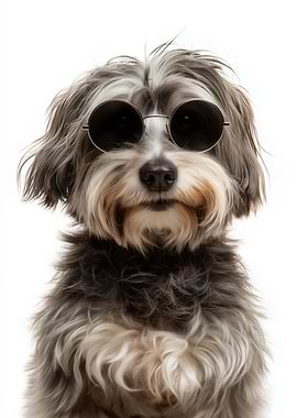 Cool Dandie Dinmont Terrier Dog with Sunglasses Portrait