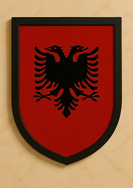 Albanian Flag Framed - Marble look