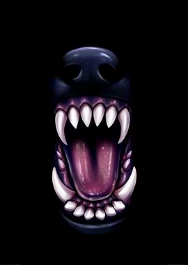 Dog Mouth Open with Sharp Teeth