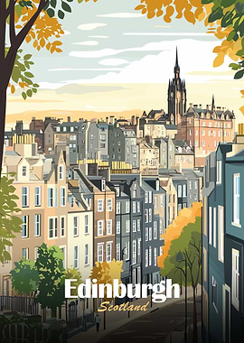 Edinburgh, Scotland Cityscape Illustration