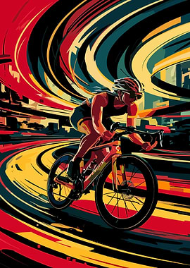 Cyclist in Motion Abstract Art