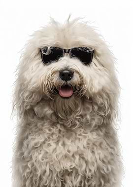 Cool Komondor Dog with Sunglasses Portrait