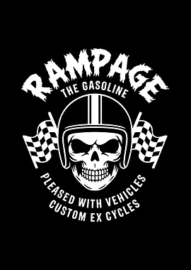 Rampage Gasoline Skull Helmet Racing Flags