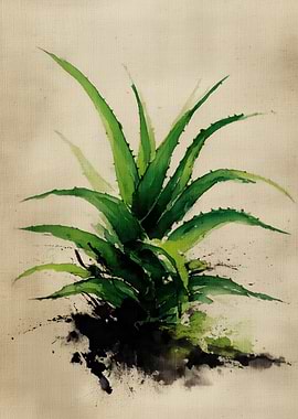 Aloe Vera Watercolor Painting | Natural Wellness Print