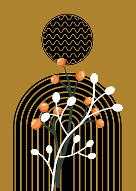 Abstract Floral Art with Geometric Shapes