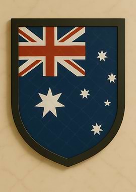 Australian Flag Shield Framed Art - Marble look