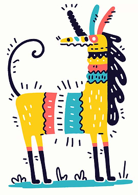 Stylized Yellow Horse Illustration