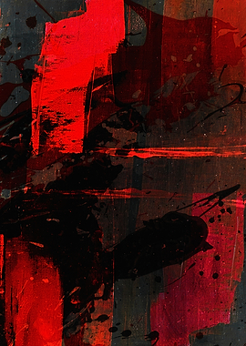 Abstract Red and Black Painting