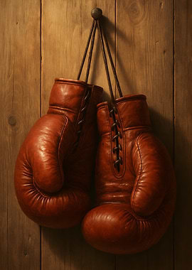 Hanging Red Boxing Gloves