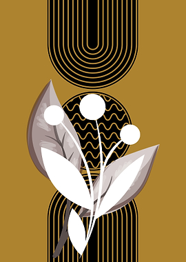 Abstract Floral Art with Geometric Shapes