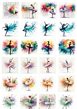 Watercolor Ballerinas Collage
