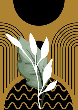 Abstract Botanical Art with Geometric Shapes