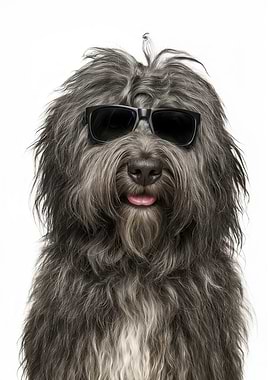 Cool Bergamasco Sheepdog with Sunglasses Portrait