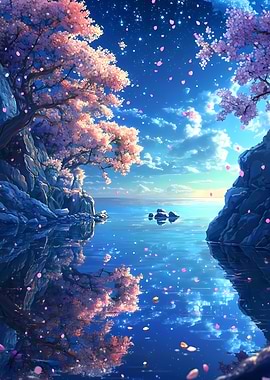 Cherry Blossom Anime Landscape
