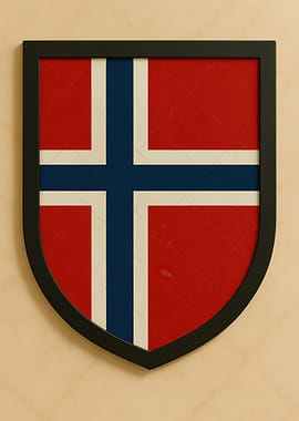 Norway Flag Shield Framed Art - Marble look