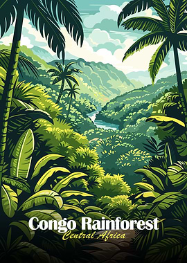 Congo Rainforest Central Africa Illustration