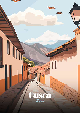 Cusco, Peru street view illustration