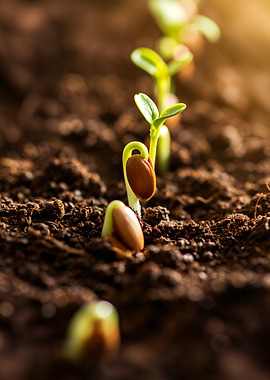 Seedlings emerging from soil