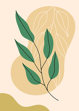 Minimalist Green Leaf Botanical Art