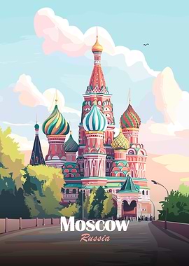 Moscow, Russia: St. Basil's Cathedral Illustration