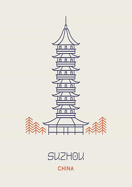 Suzhou China Minimalist Line Art