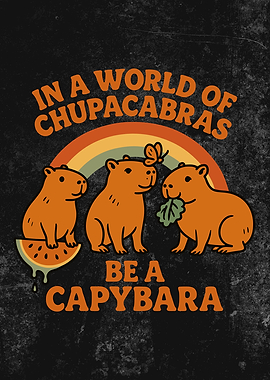 Be a Capybara Cute Retro Rainbow