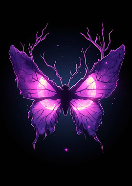 Purple Butterfly with Tree Antlers