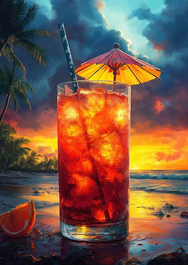 Tropical Drink at Sunset Beach