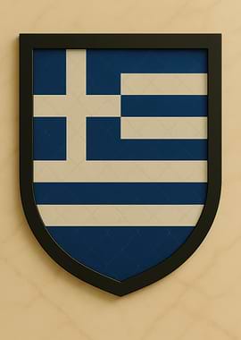 Framed Greek Flag Shield - Marble look