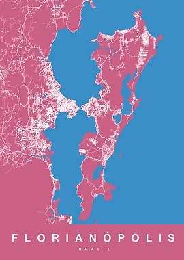 Florianópolis, Brazil Map Art