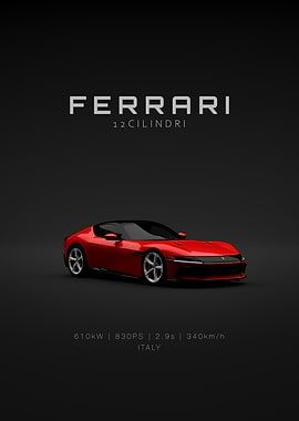 Specs 2025 Ferrari 12Cilindri Red Front