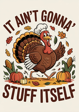 Funny Thanksgiving Turkey Cartoon Illustration