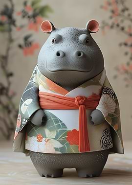 Hippo in Kimono