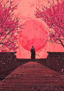 Samurai under Cherry Blossoms