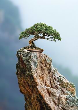 Bonsai Tree on Rocky Peak