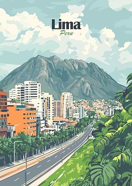 Lima Peru Travel Poster