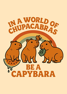 Be a Capybara Cute Retro Rainbow