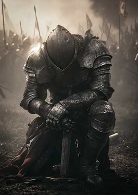 Kneeling Knight in Armor