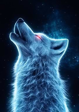 Electric Blue Howling Wolf