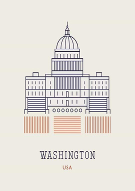Washington DC Minimalist Line Art
