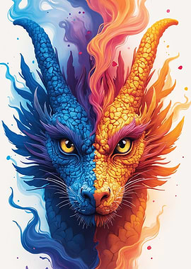 Dual-Colored Dragon Portrait