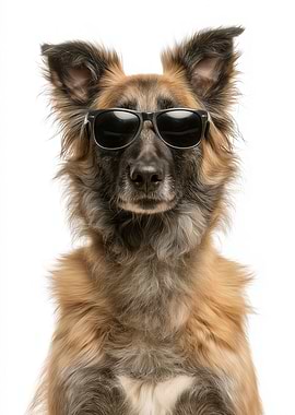 Cool Belgian Laekenois Dog with Sunglasses Portrait