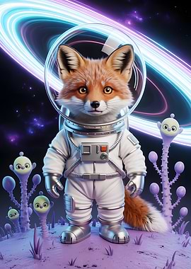 Fox Astronaut on Alien Planet