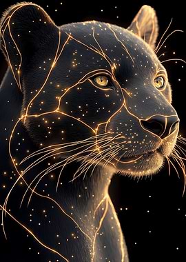 Elegant Black Panther with Golden Accents
