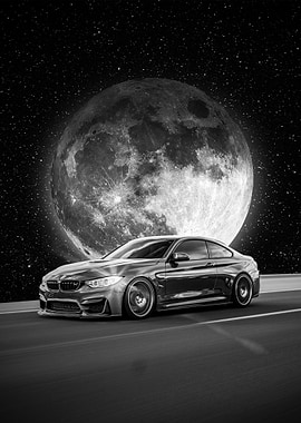 BMW M4 with Moon Background