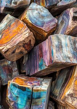 Colorful Petrified Wood Pile